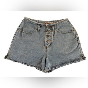 Vintage County Seat High Rise Denim Shorts Button Fly Blue Jean 7/8
